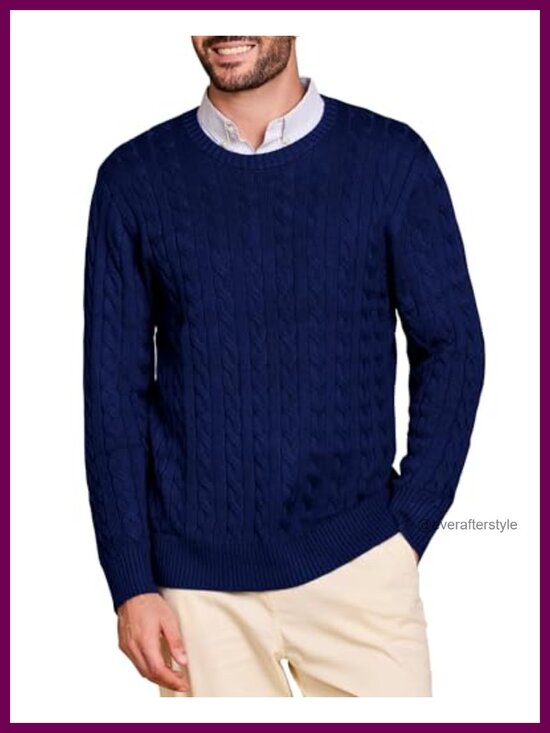 Other - Mens Wool Blend Crewneck Cable Knit Pullover Sweater